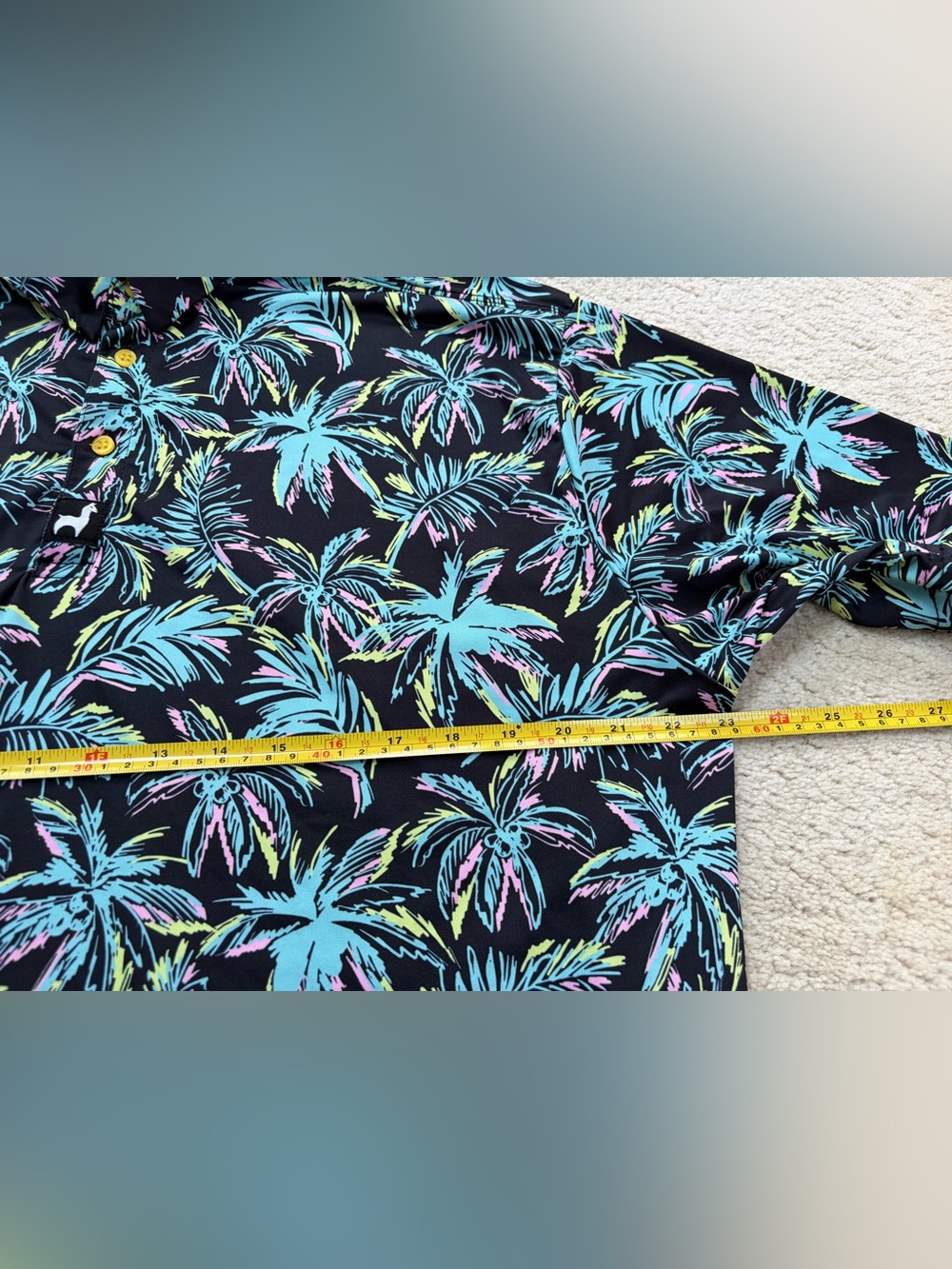 Lofty Llama Men’s Size XL Extra Large The Palmer Neon Palm Tree Golf Polo - Picture 8 of 8